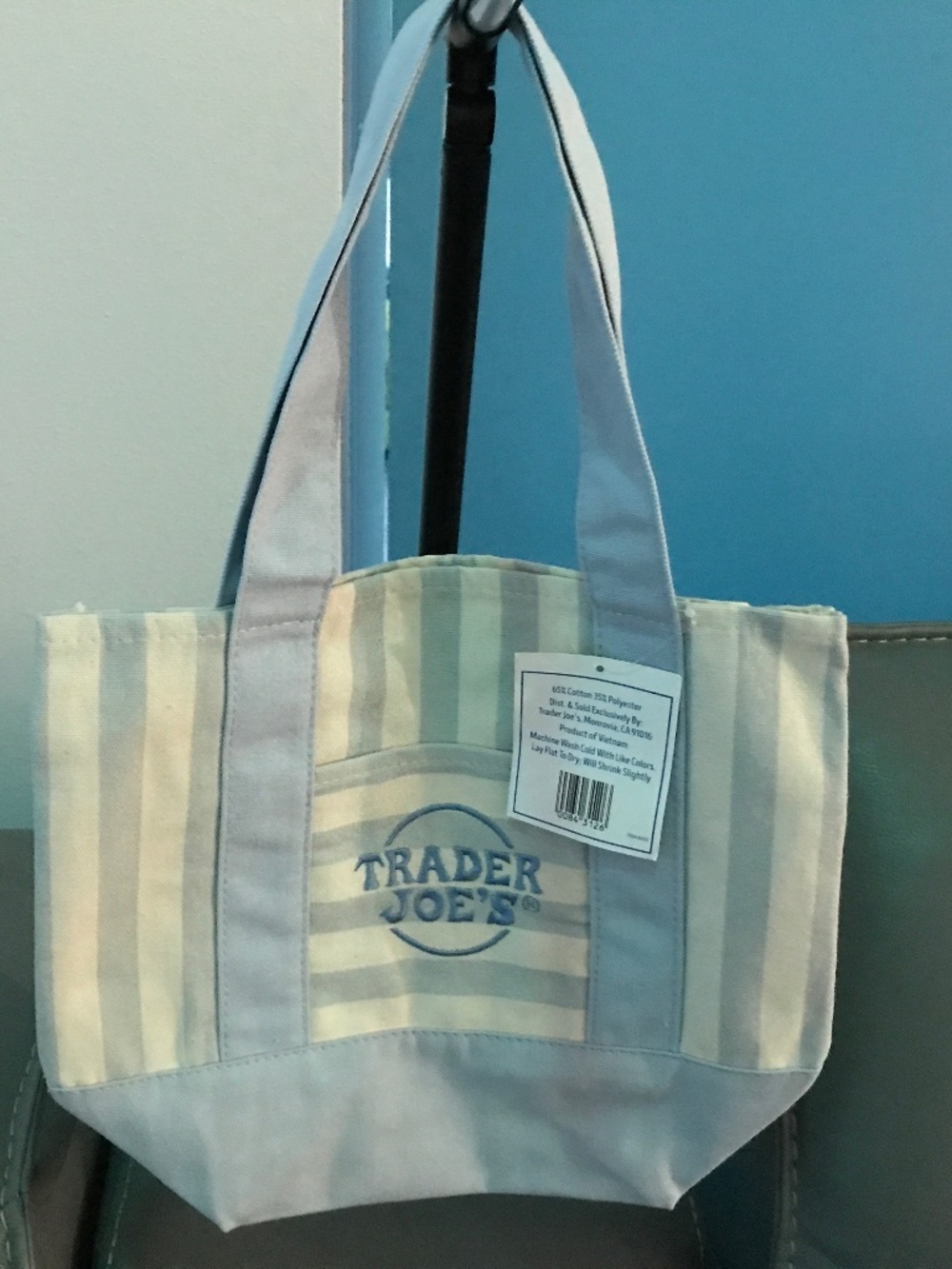 Blue striped Mini tote bag, NWT by Trader Joe’S